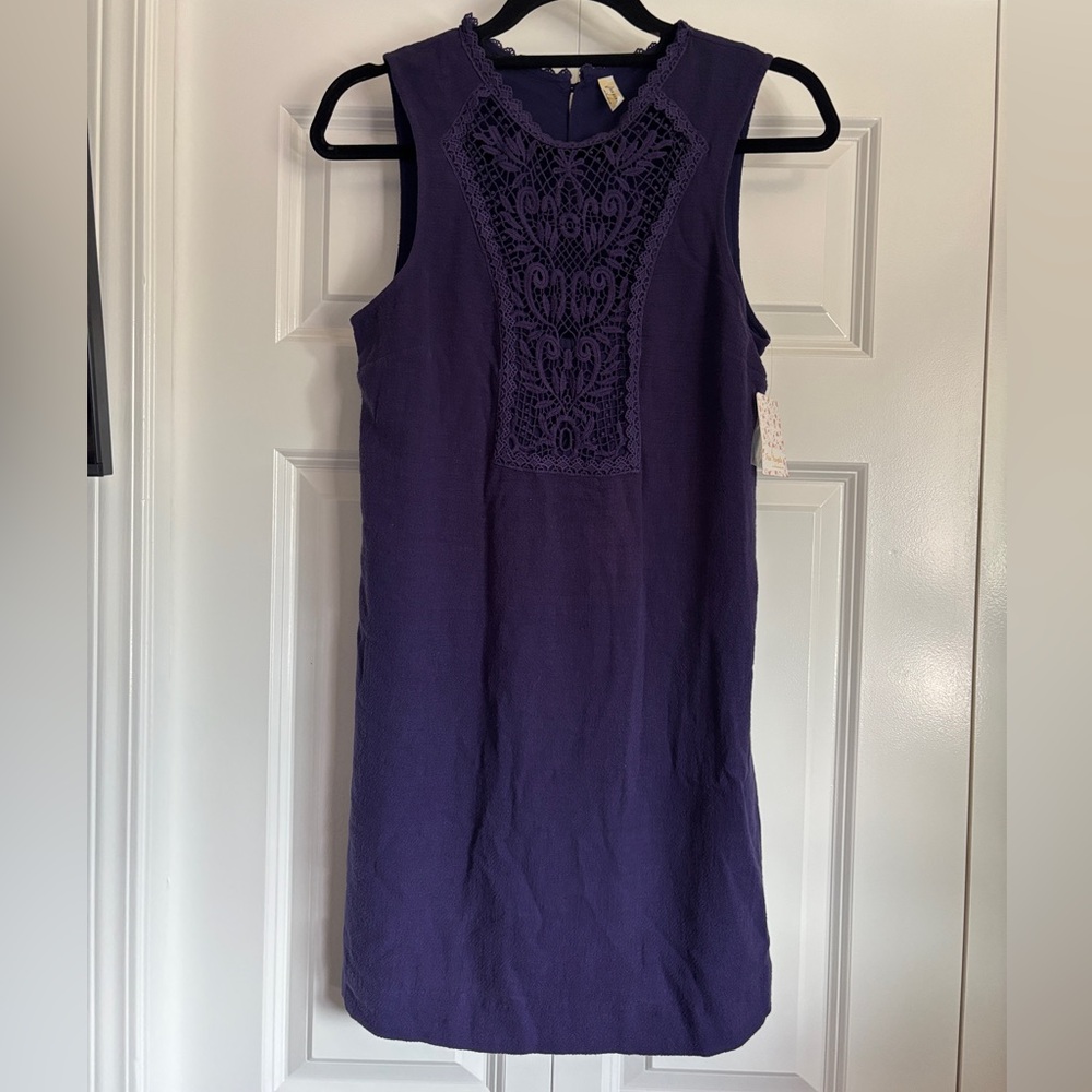NWT Free People Deep Purple Crochet Dress